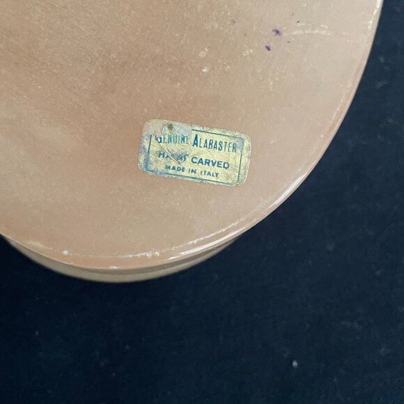 Limoges Pale Pink Genuine Alabaster Trinket Dish Hand Carved and Engraved Floral - Picture 8 of 8